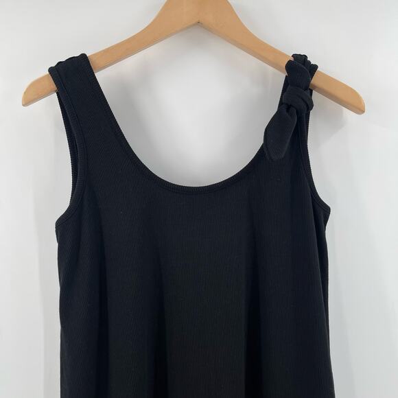MARINE LAYER Lexi Rib Leah Dress Extra Small Black Ribbed One Bow Shoulder NWT - Picture 8 of 12